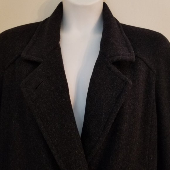 Forecaster Boston 15 16 Charcoal Gray Vintage Double Breasted Wool Trench Coat P - Picture 6 of 7